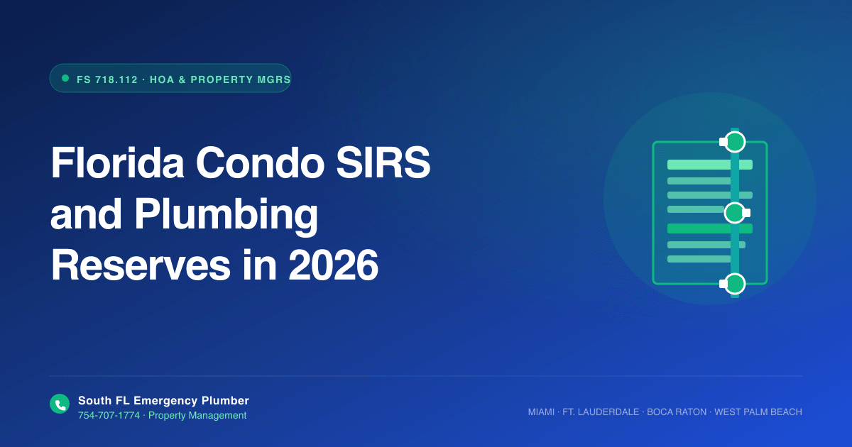 Florida Condo SIRS and Plumbing: What Boards Must Fund in 2026